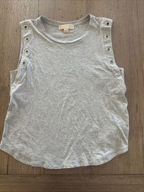 Michael Kors Light Gray Eyelet-Trim Tank